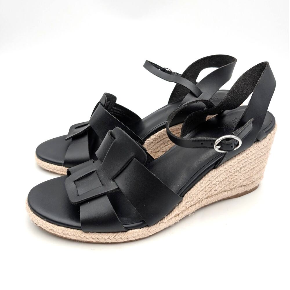 Nordstrom Rack Renata Espadrille Wedge Sandals Women's Black Size US9M EU39
